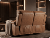 Torino Genuine Leather Caramel Electric Power Recliner 2 Seater Sofa