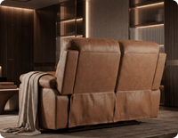 Torino Genuine Leather Caramel Electric Power Recliner 2 Seater Sofa