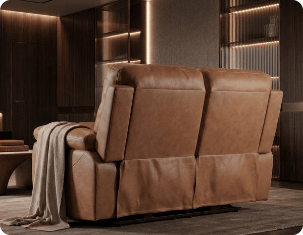 Torino Genuine Leather Caramel Electric Power Recliner 2 Seater Sofa