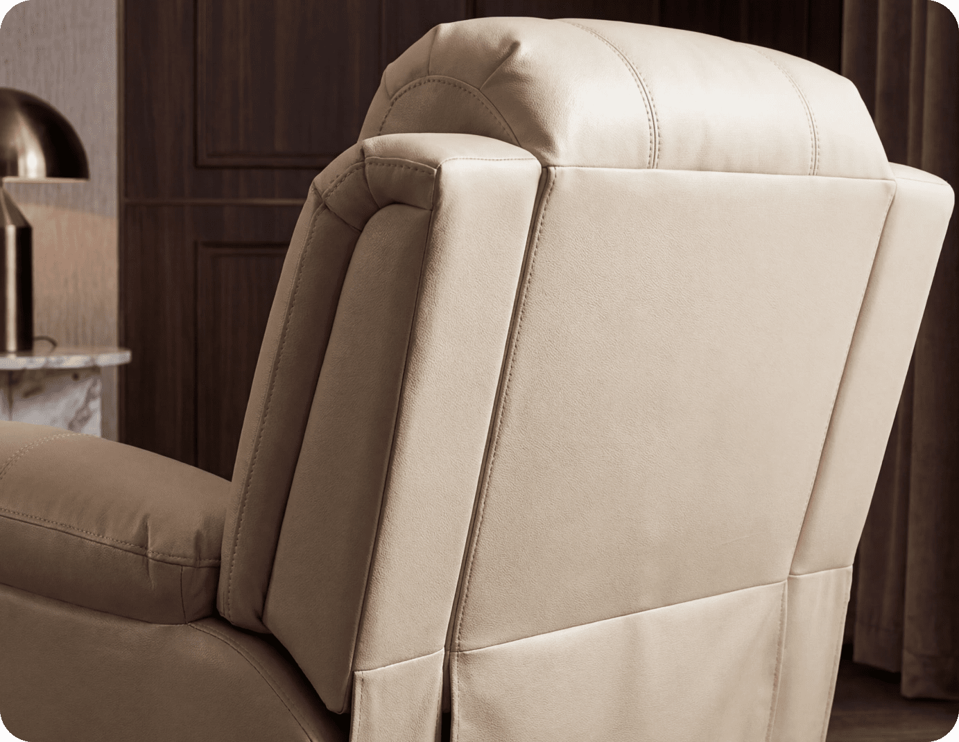 York Cream Leather Electric Recliner Chair