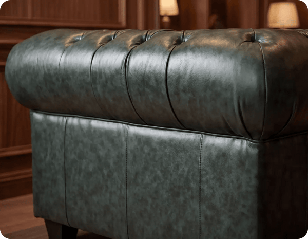 Chesterfield Green Leather Antique Armchair