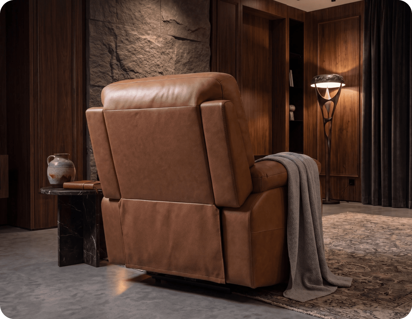 Torino Genuine Leather Caramel Electric Power Recliner Armchair
