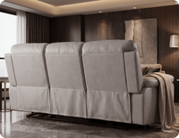 Torino Genuine Leather Light Grey Electric Power Recliner 3 Seater Sofa