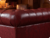 Chesterfield Red Leather Antique 2 Seater Sofa