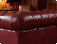 Chesterfield Red Leather Antique 2 Seater Sofa