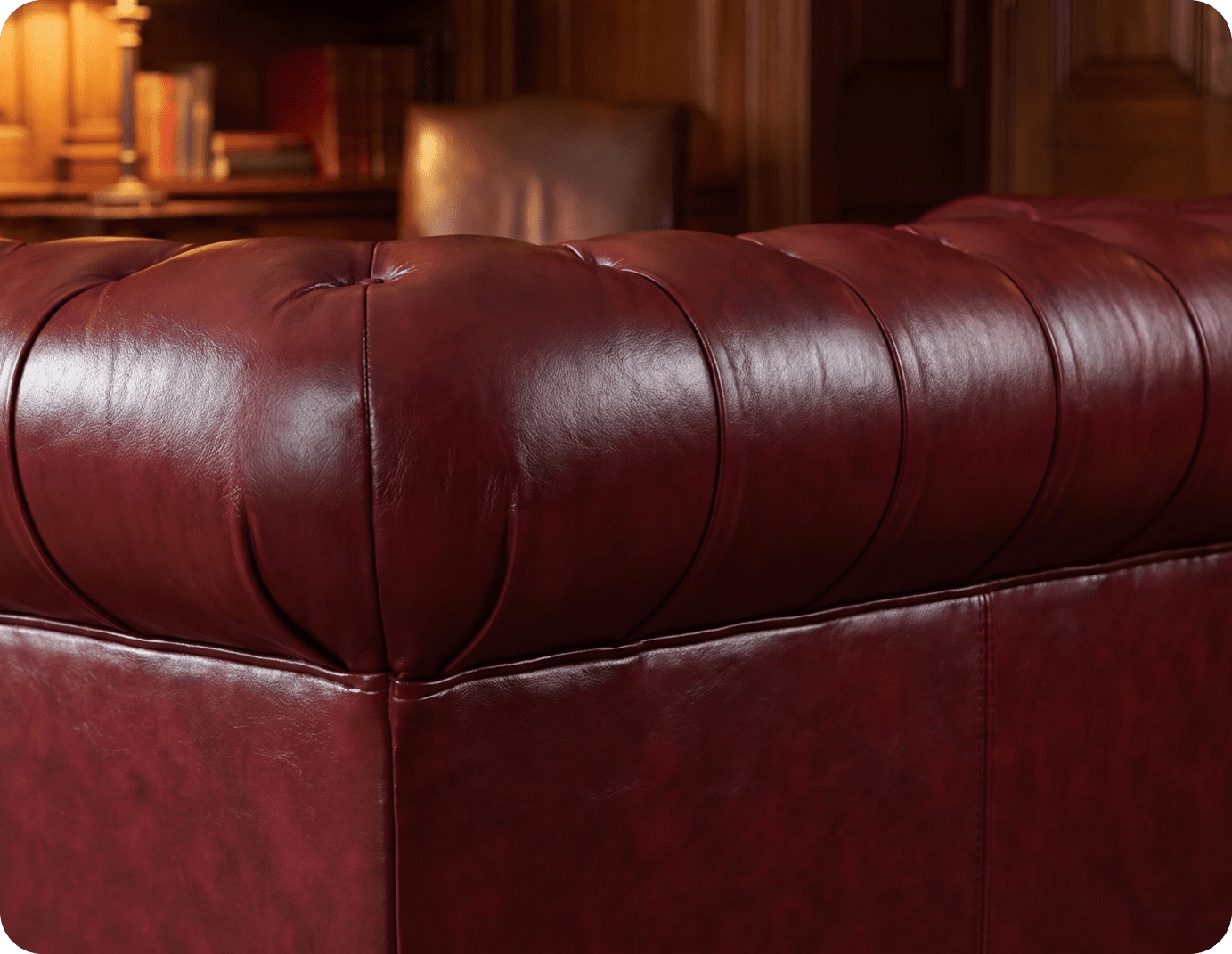 Chesterfield Red Leather Antique 2 Seater Sofa