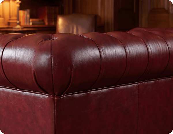 Chesterfield Red Leather Antique 2 Seater Sofa
