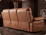 Torino Genuine Leather Caramel Electric Power Recliner 3 Seater Sofa