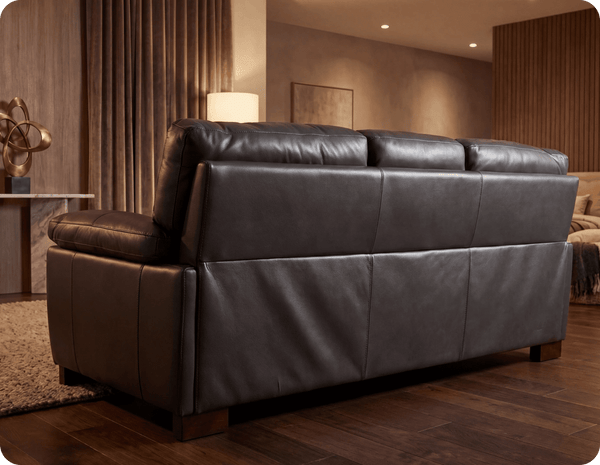 Dalmore Genuine Leather Grey 3 Seater Sofa
