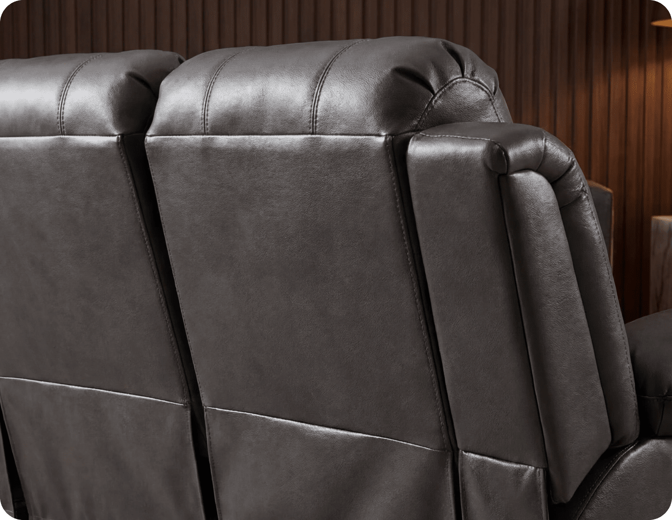 York Grey Leather 2 Seater Manual Recliner Sofa