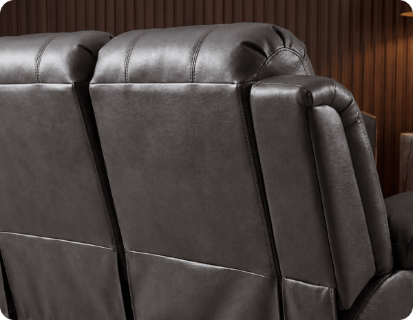 York Grey Leather 2 Seater Manual Recliner Sofa