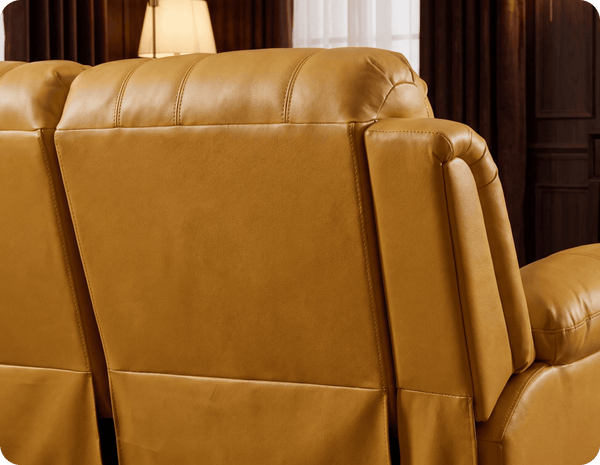 York Mustard Leather Manual Recliner 2 Seater Sofa