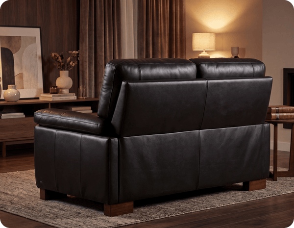 Dalmore Genuine Leather Black 2 Seater Sofa