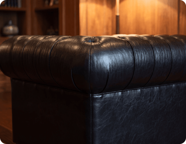 Chesterfield Black Leather Antique Armchair