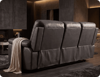 Torino Genuine Leather Grey Electric Power Recliner 3 Seater Sofa
