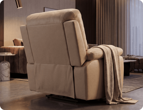 Torino Genuine Leather Cream Electric Power Recliner Armchair