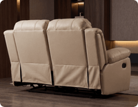 York Cream Leather 2 Seater Manual Recliner Sofa
