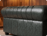 Chesterfield Green Leather Antique 2 Seater Sofa