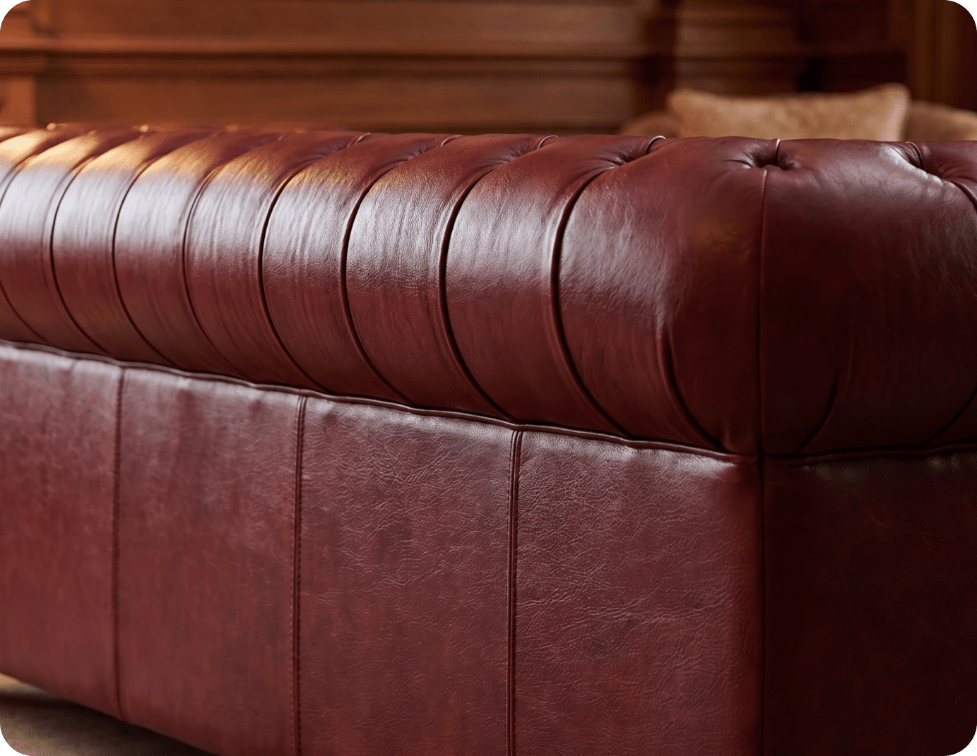 Chesterfield Red Leather Antique 3 Seater Sofa