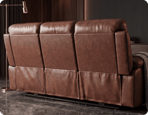 Torino Genuine Leather Tan Electric Power Recliner 3 Seater Sofa