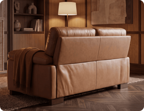 Dalmore Genuine Leather Caramel 2 Seater Sofa