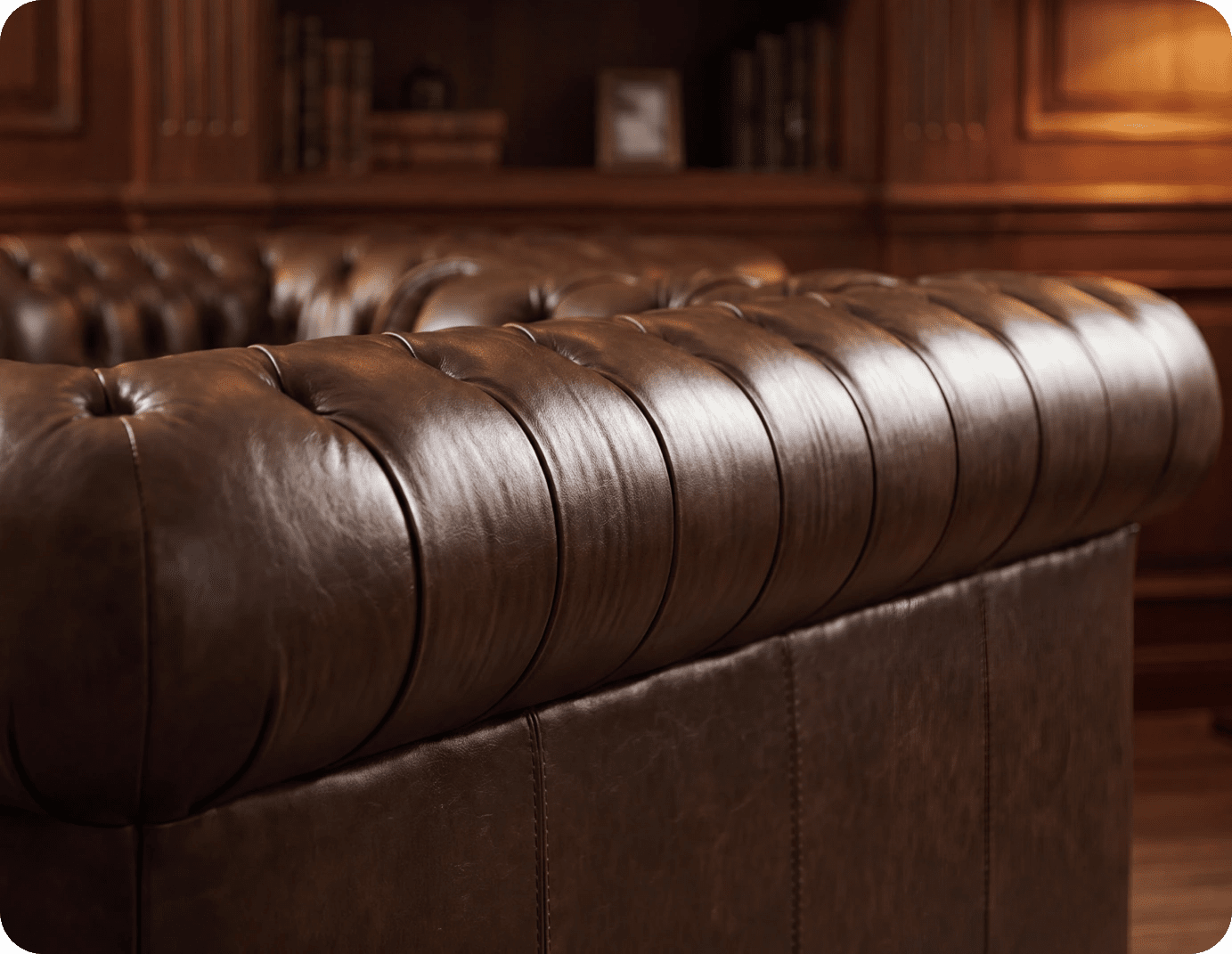 Chesterfield Brown Leather Antique 2 Seater Sofa