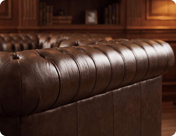 Chesterfield Brown Leather Antique 2 Seater Sofa