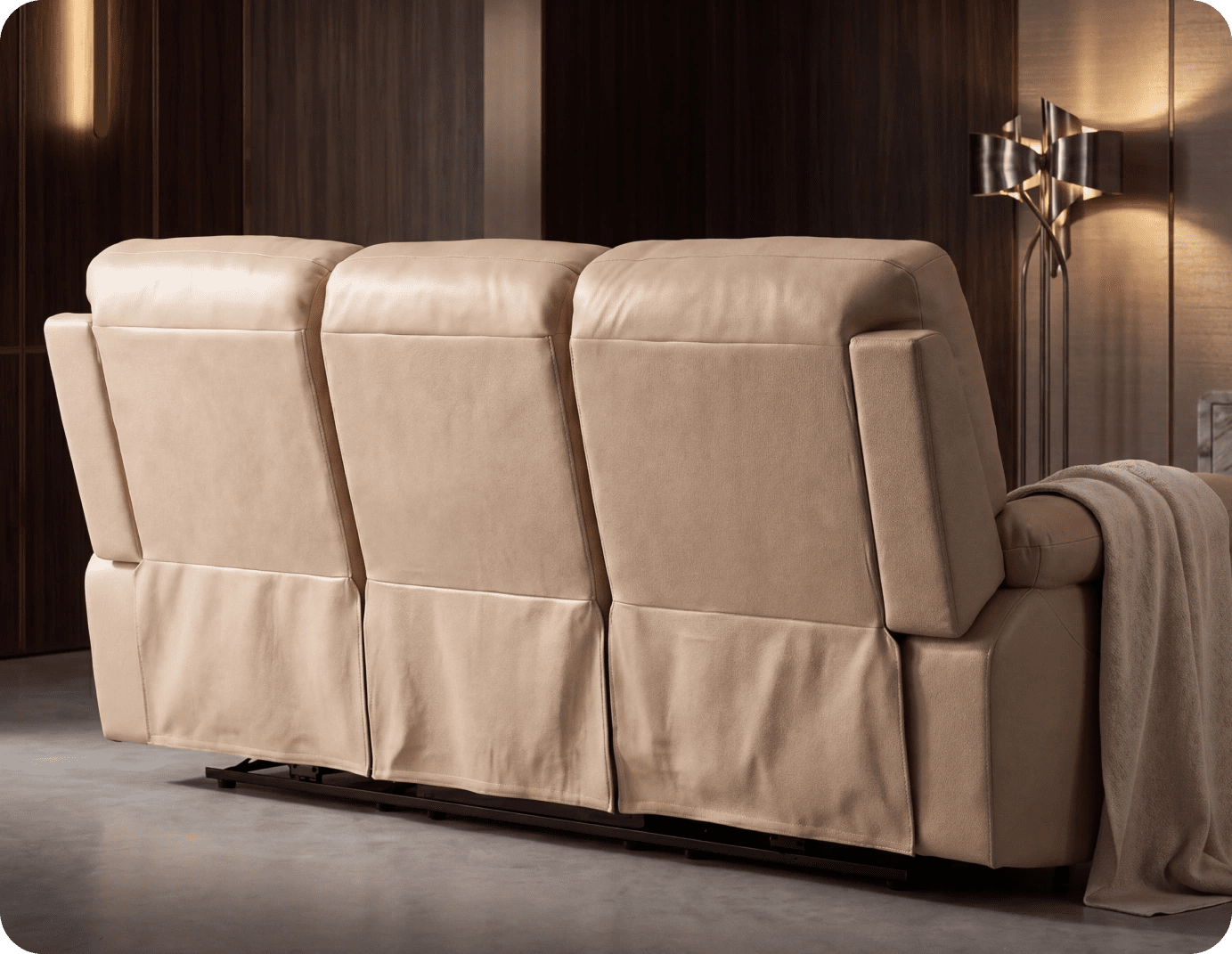 Torino Genuine Leather Cream Electric Power Recliner 3 Seater Sofa
