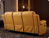 York Mustard Leather Manual Recliner 3 Seater Sofa