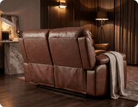 Torino Genuine Leather Tan  Electric Power Recliner 2 Seater Sofa