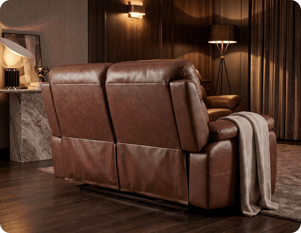 Torino Genuine Leather Tan  Electric Power Recliner 2 Seater Sofa