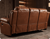 York Tan Leather 3 Seater Manual Recliner Sofa