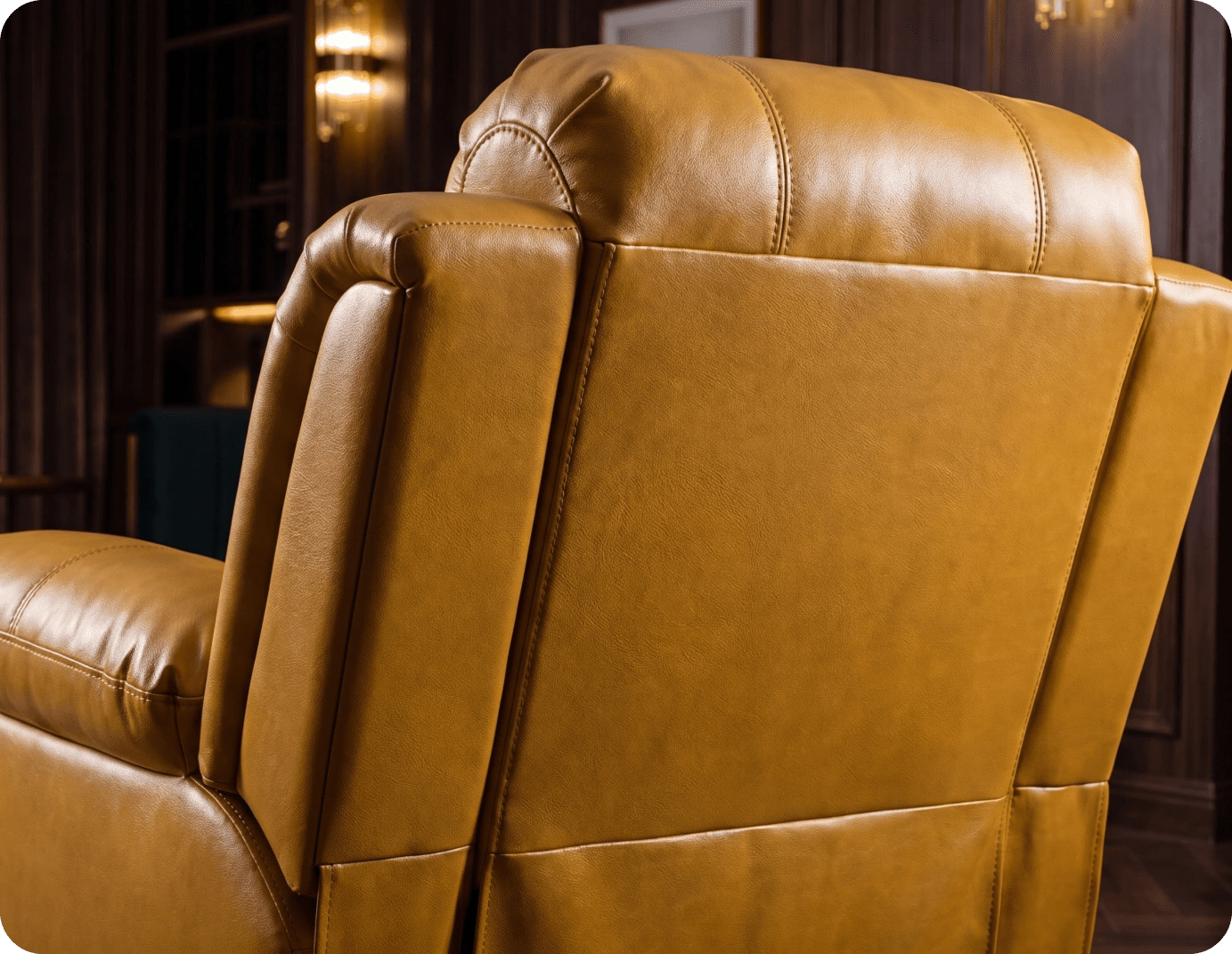 York Leather Mustard Manual Recliner Armchair