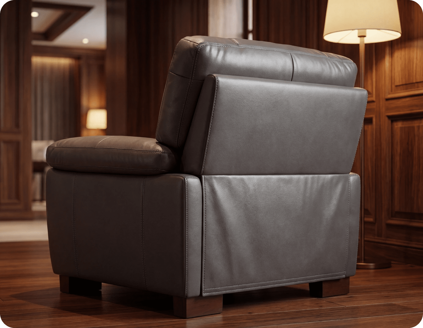 Dalmore Genuine Leather Grey Armchair