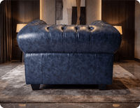 Chesterfield Blue Leather Antique Armchair