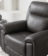 Leo Genuine Leather Grey Electric Power Recliner Armchair