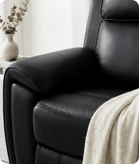 Leo Genuine Leather Black Electric Power Recliner Armchair