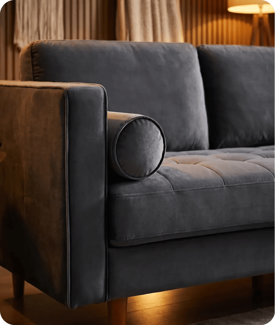 Scott Grey Velvet 2 Seater Sofa