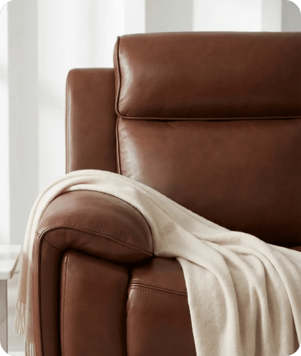 Leo Genuine Leather Tan Electric Power Recliner 3 Seater