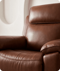 Leo Tan Genuine Leather Armchair with Electric Power Recliner