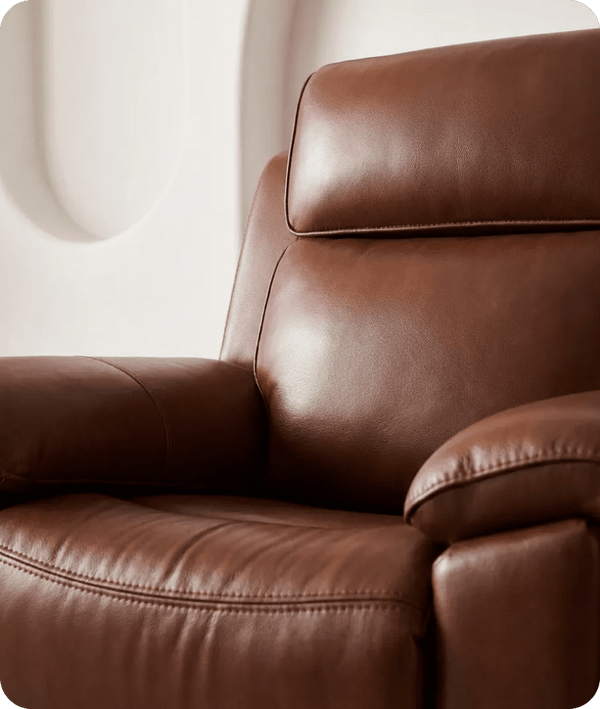 Leo Tan Genuine Leather Armchair with Electric Power Recliner