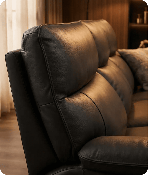 Turin Genuine Grey Leather Electric Power Recliner 3 Seater Sofa