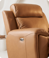 Leo Genuine Leather Caramel Armchair with Electric Power Recliner