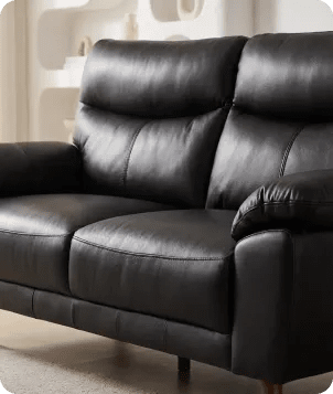 Ascot Genuine Leather Black 3 Seater Sofa