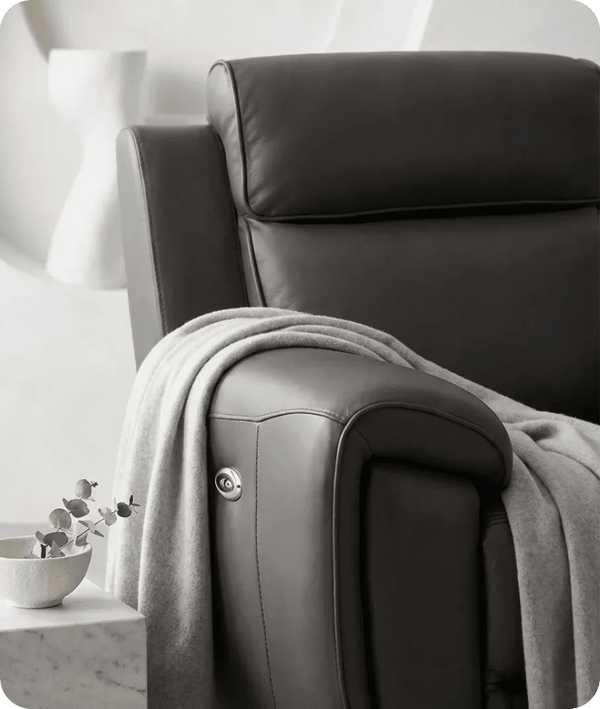 Leo Genuine Leather Grey Electric Power Recliner Armchair
