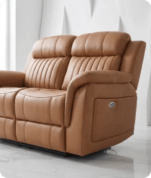Martini Genuine Leather Caramel Electric Power Recliner 2 Seater Sofa