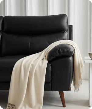 Ascot Genuine Leather Black 3 Seater Sofa