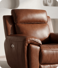 Leo Tan Genuine Leather Armchair with Electric Power Recliner