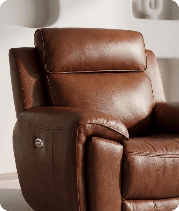 Leo Tan Genuine Leather Armchair with Electric Power Recliner