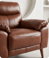 Ascot Genuine Leather Tan Armchair - Sofa-Direct